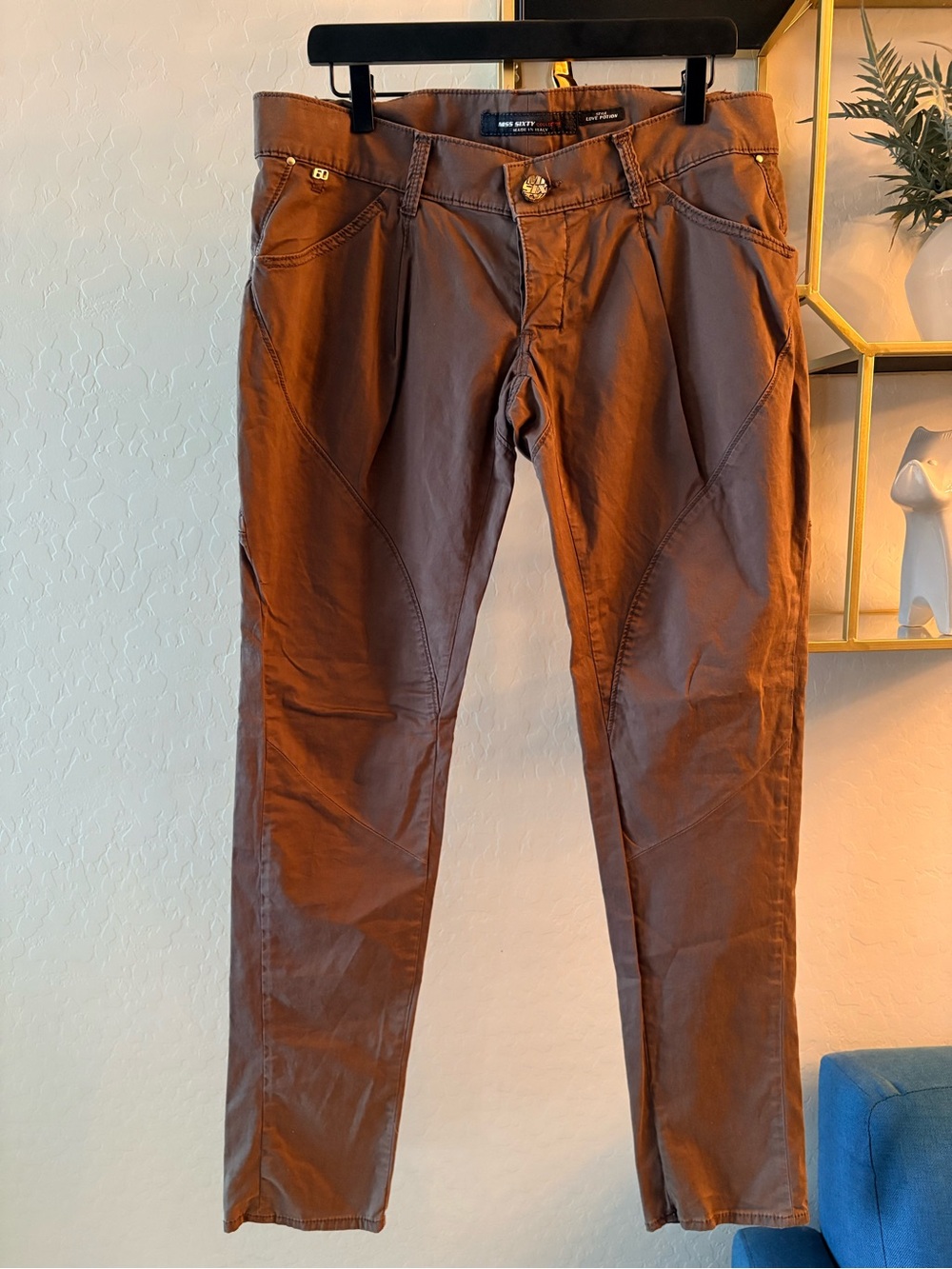 Vintage Y2k Miss Sixty Love Potion low rise skinny brown pants size 33